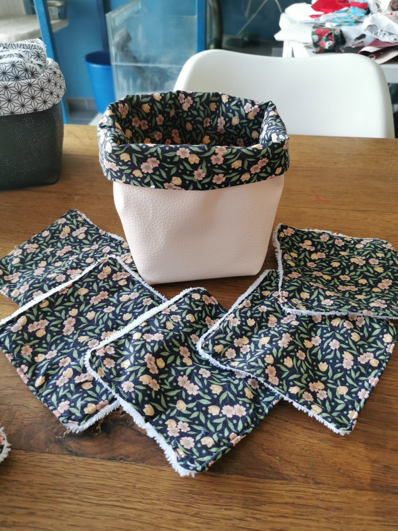Panier lingettes en éponge de bambou